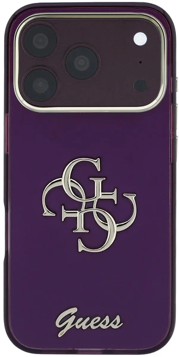 GUESS Backcover Hoesje iPhone 18 Pro - HC IML 4G Script Metal - 3666339655785 - Bordeauxrood - afbeelding 4 van 6
