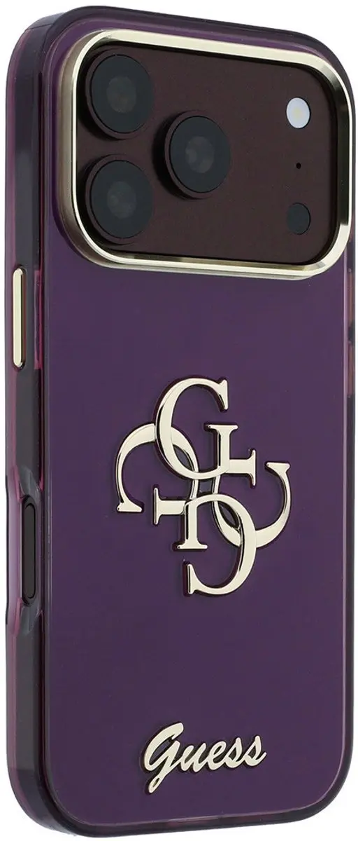 GUESS Backcover Hoesje iPhone 18 Pro - HC IML 4G Script Metal - 3666339655785 - Bordeauxrood - afbeelding 5 van 6