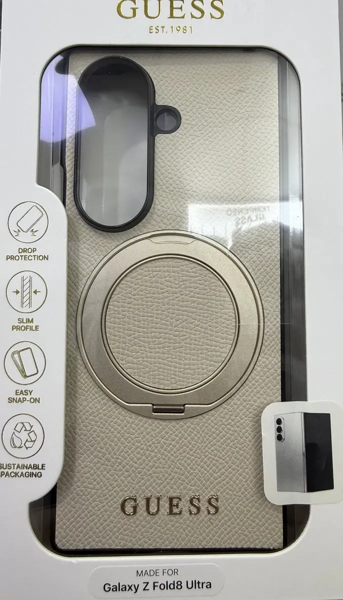 GUESS Ring Stand Classic Logo MagSafe Beige - Samsung Galaxy Z Fold8 Ultra - afbeelding 2 van 2