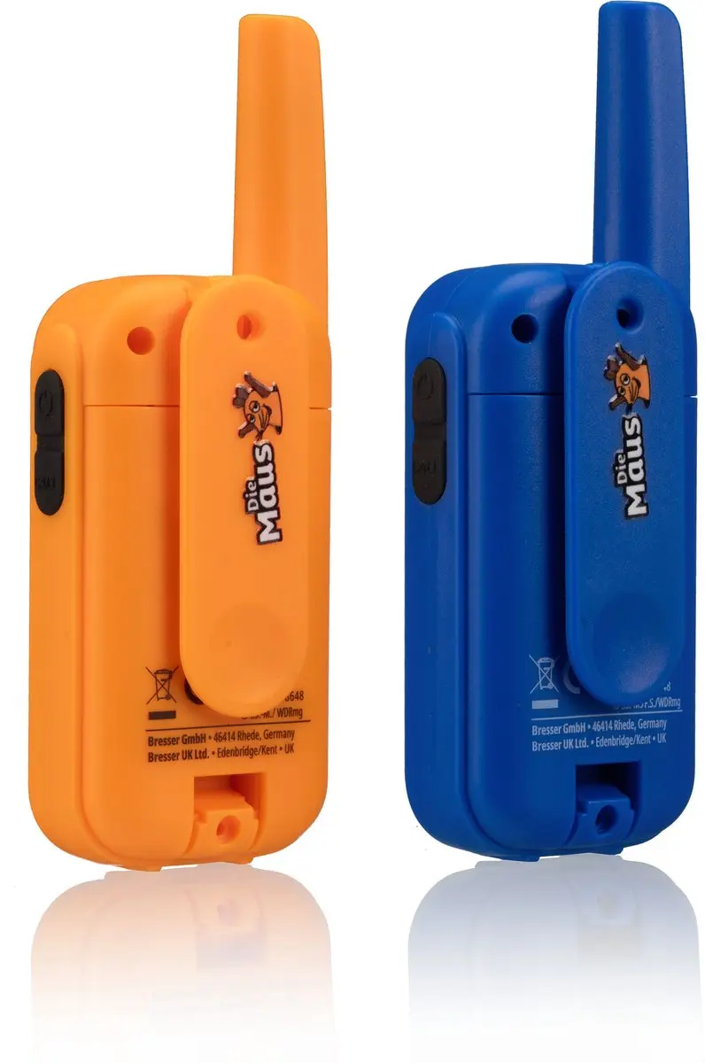 Bresser DieMaus Walkie-Talkie 2 Stuks - Blauw/Oranje - 500m Bereik - afbeelding 6 van 6