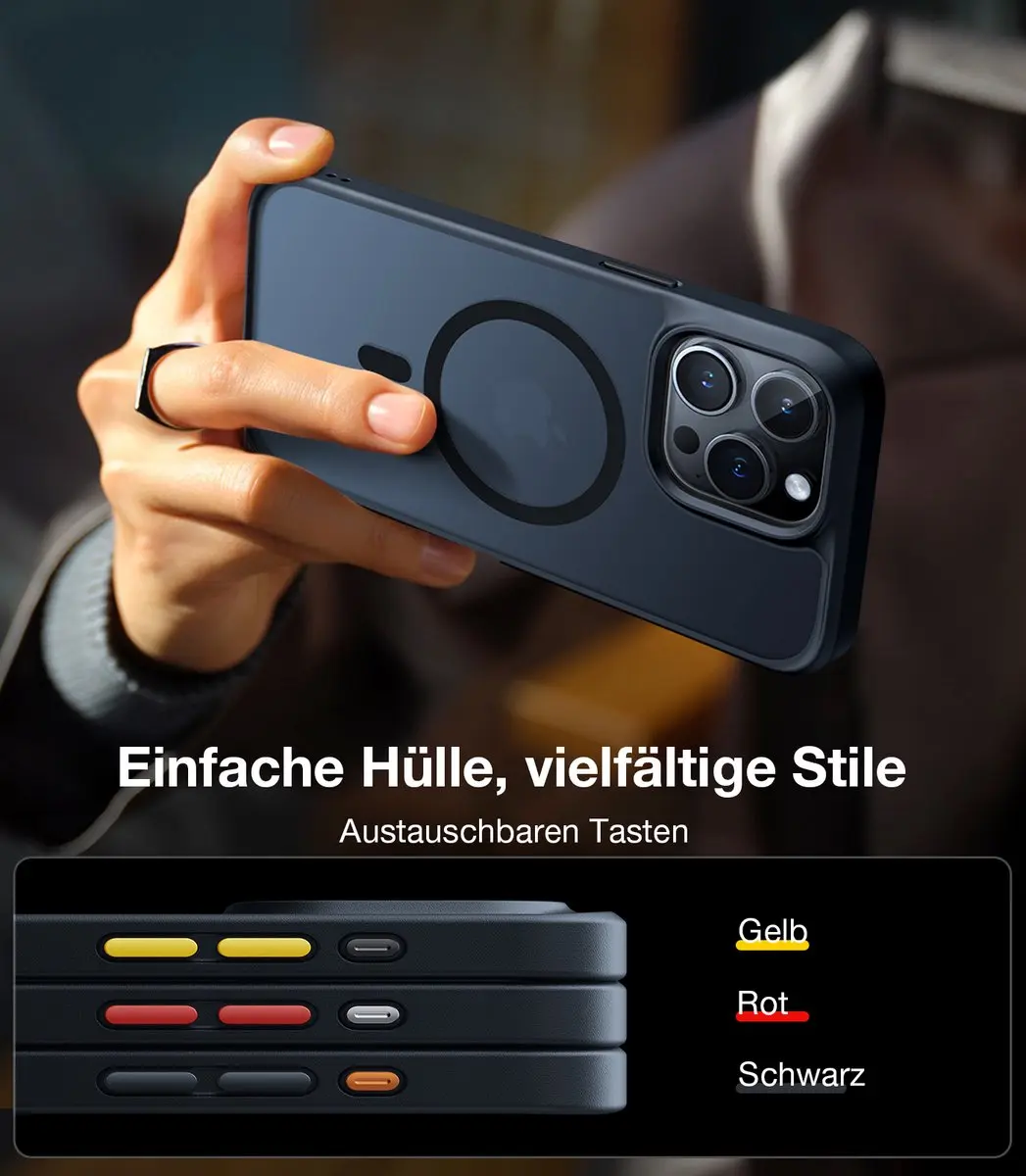 Torras iPhone 15 Pro MagSafe Hoesje - Doorzichtig Mat Zwart - afbeelding 4 van 6
