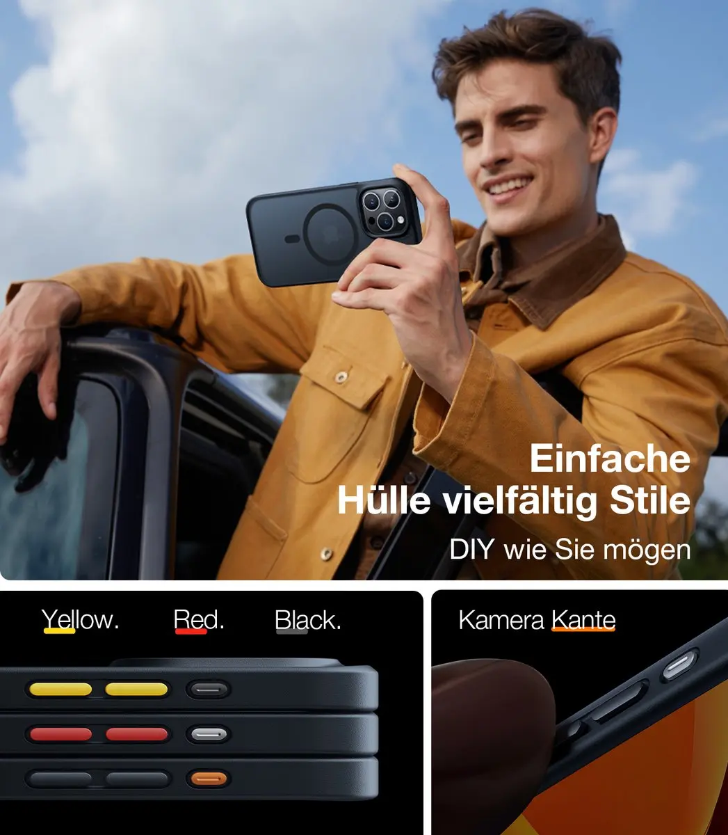 Torras iPhone 15 Pro MagSafe Hoesje - Doorzichtig Mat Zwart - afbeelding 6 van 6