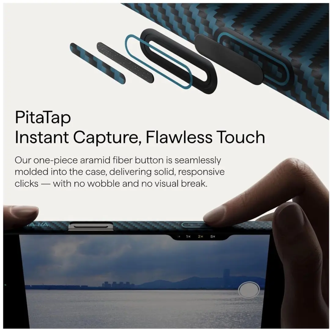 Pitaka Ultra-Slim Hoesje iPhone 17 Pro - 600D Aramidevezel - Blauw Grijs - afbeelding 6 van 6