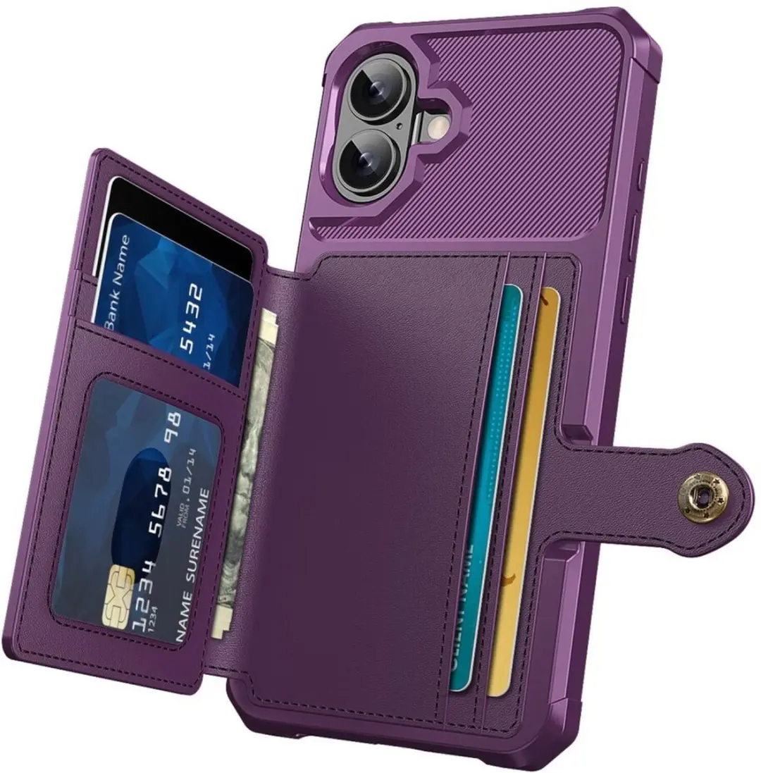 Selected Portemonnee Hoesje iPhone 16 - Paars - 4 Pasjes - afbeelding 6 van 6