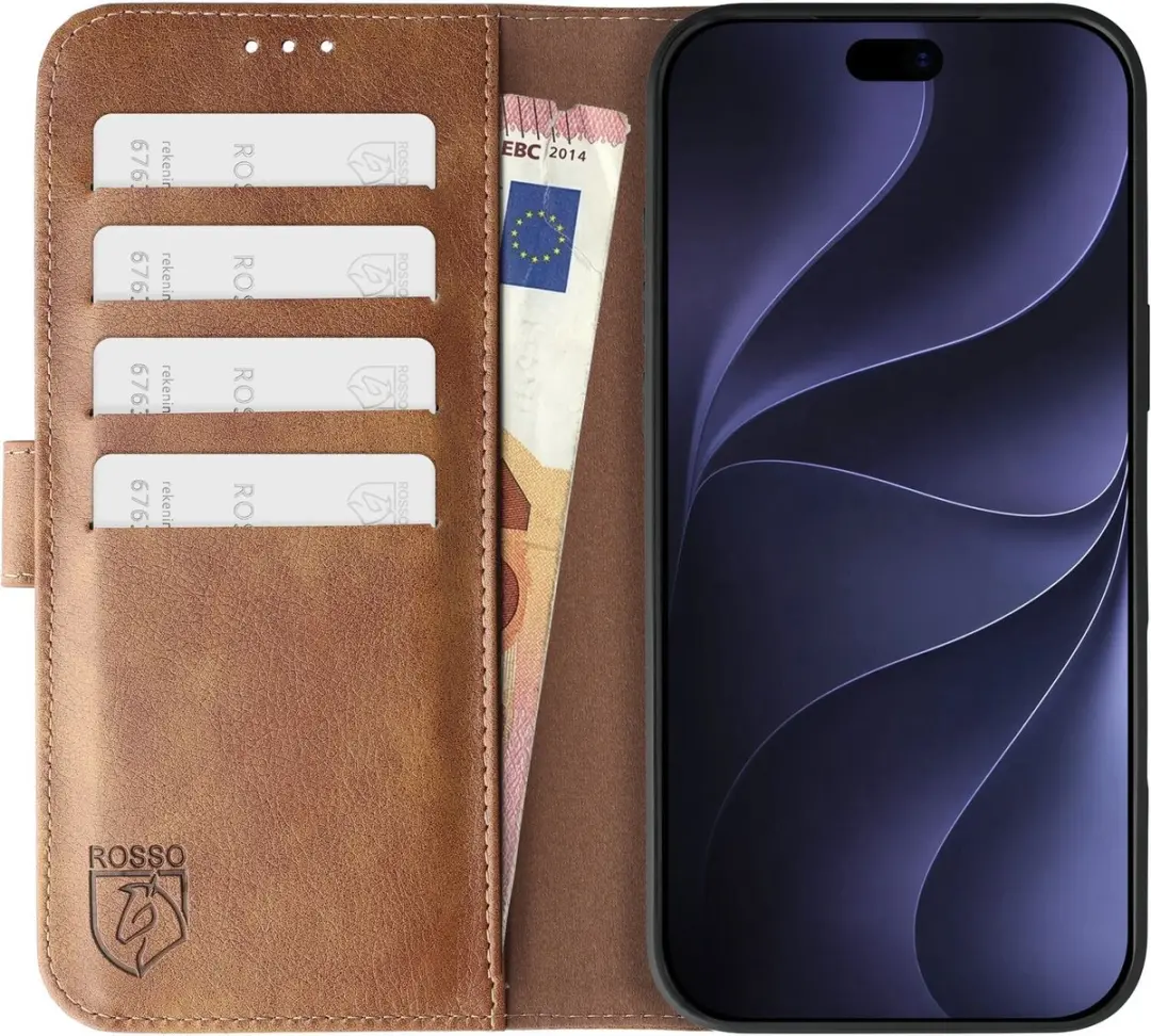 Rosso Element Wallet Book Case iPhone 18 Pro Max - 4 Pasjes - Bruin - afbeelding 3 van 6