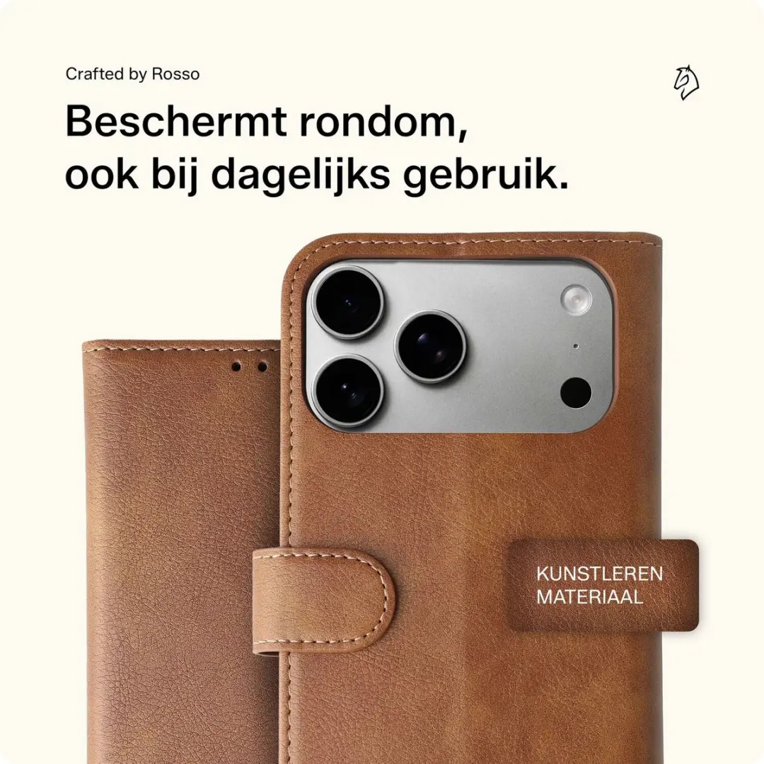 Rosso Element Wallet Book Case iPhone 18 Pro Max - 4 Pasjes - Bruin - afbeelding 5 van 6