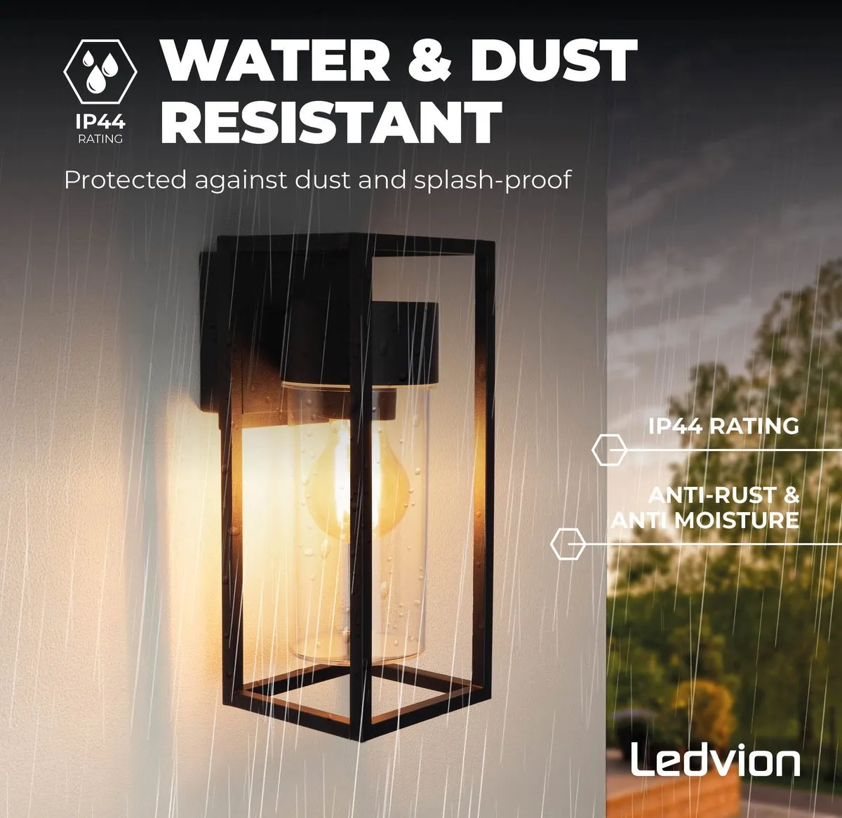 Ledvion Industriele LED Wandlamp E27 IP44 - Zwart