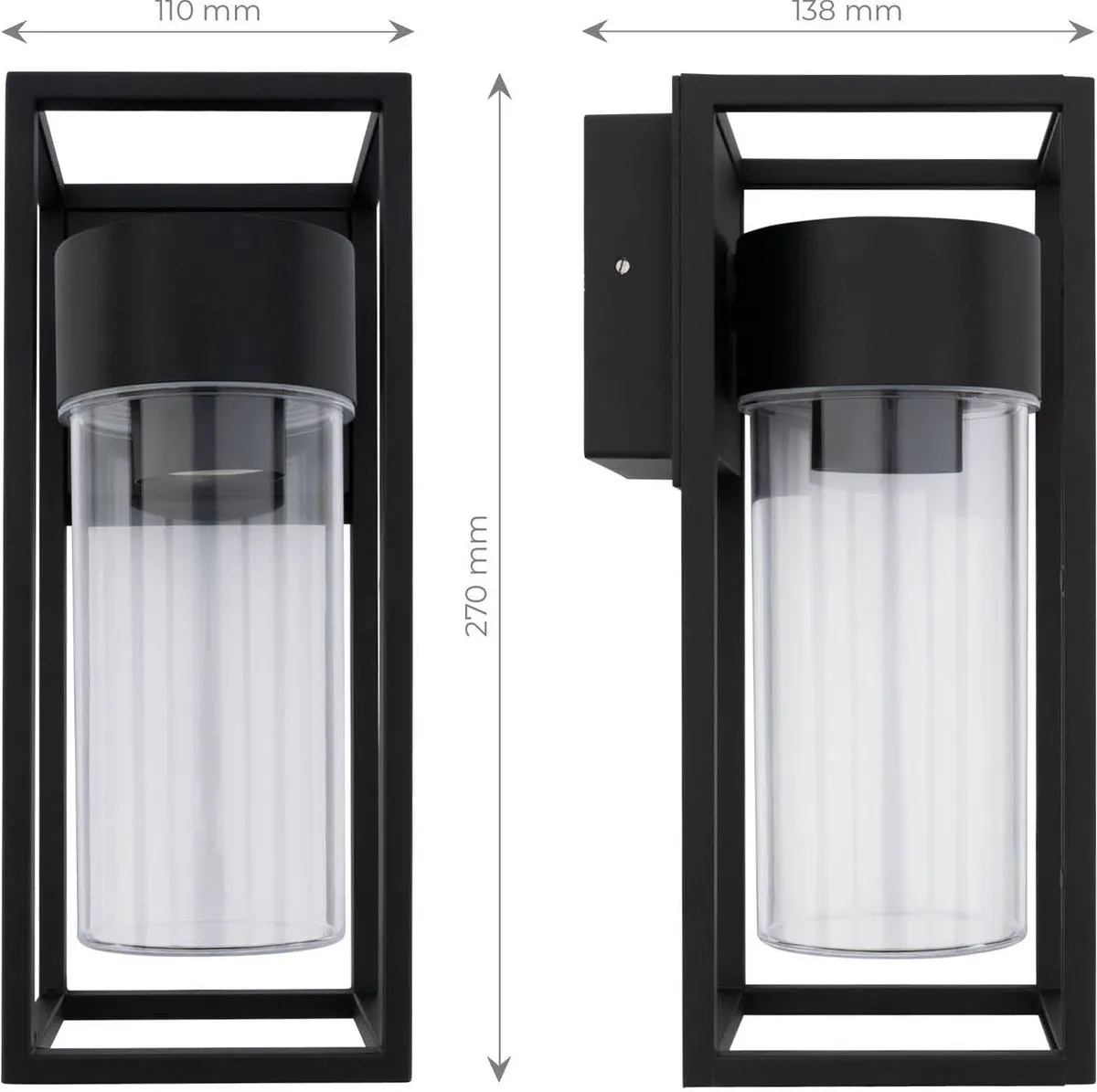 Ledvion Industriele LED Wandlamp E27 IP44 - Zwart