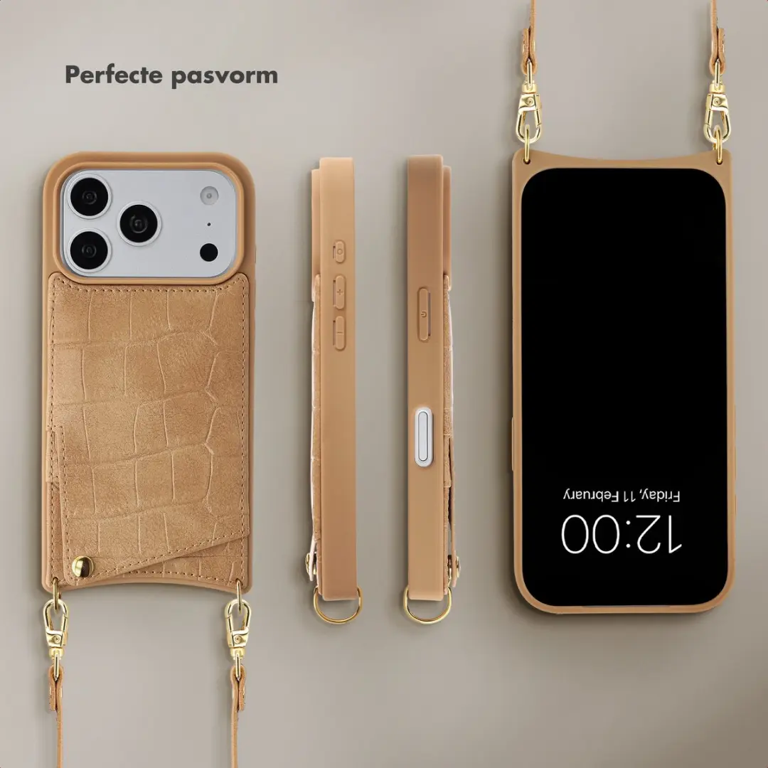 Selencia Croco Backcover iPhone 18 Pro/17 Pro - Toasted Almond - afbeelding 4 van 6