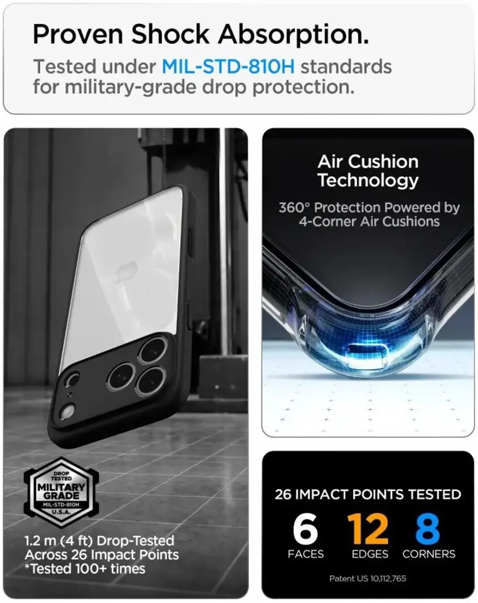 Spigen Ultra Hybrid Hoesje ACS12154 - iPhone 17/18 Pro - Zwart - afbeelding 4 van 6