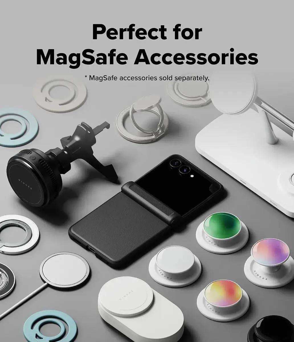 Ringke Onyx Flap Magnetic Hoesje Zwart - Samsung Galaxy Z Flip8 - afbeelding 2 van 6