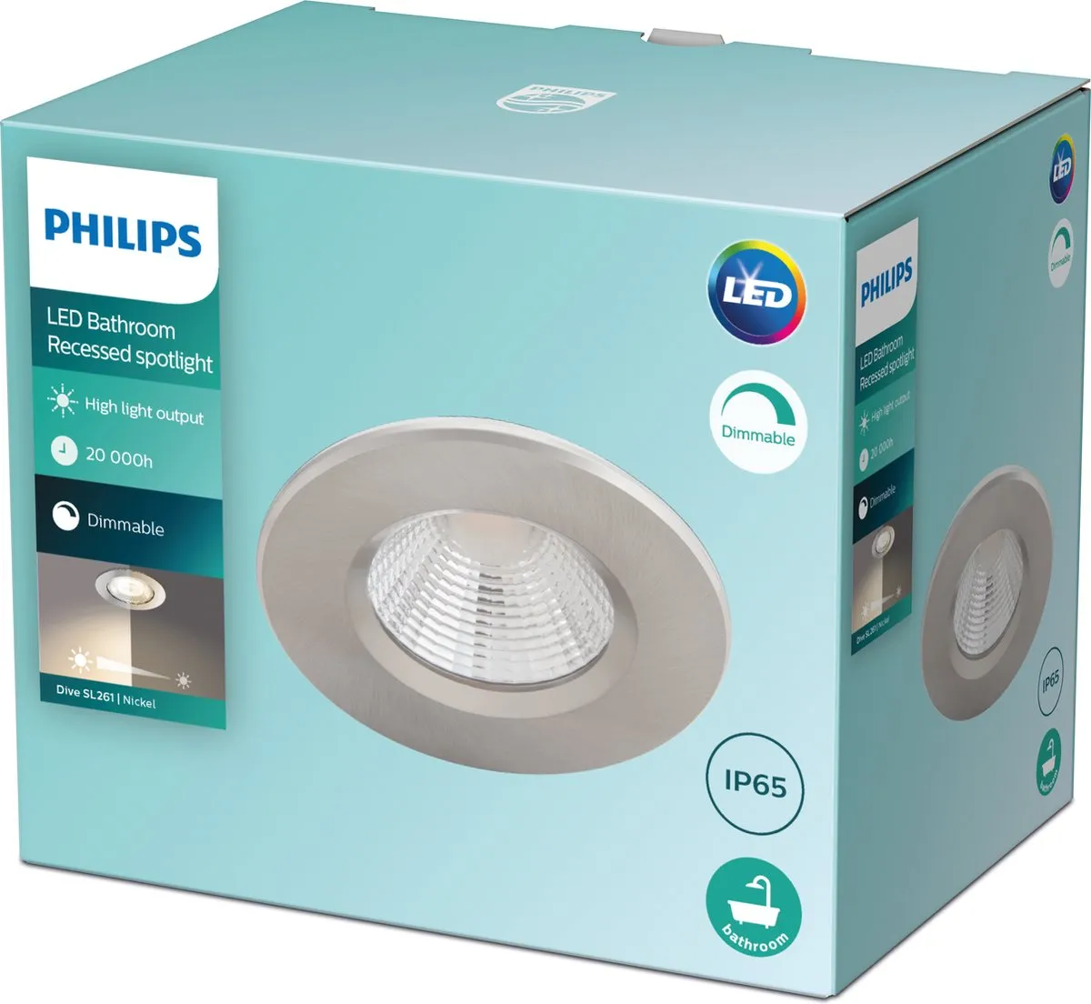 Philips Dive Badkamerinbouwspot 1-lichts - 8,5 cm - Nikkel