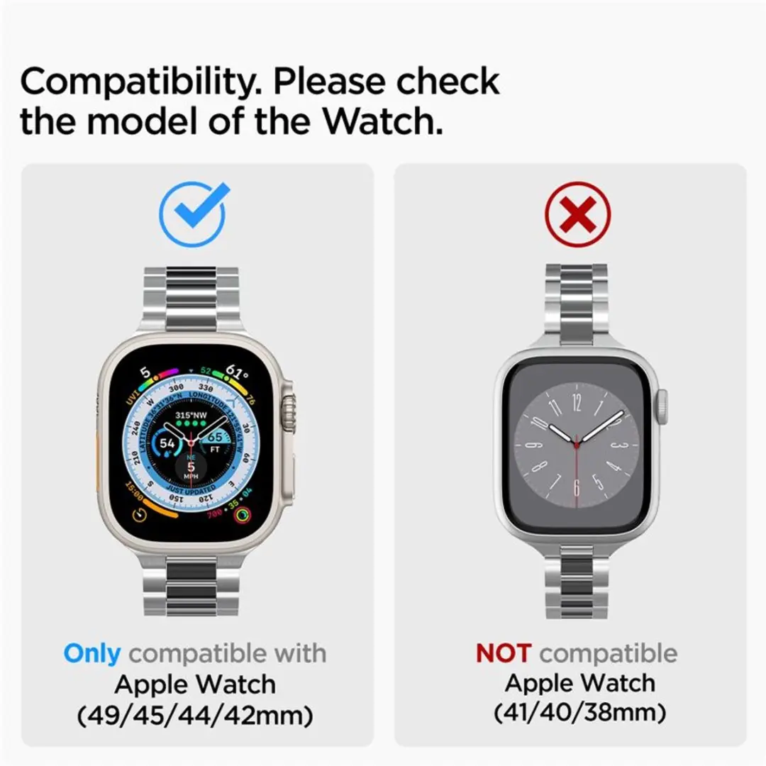 Spigen Modern Fit 316L Bandje - Apple Watch 42-49mm - Transparent - afbeelding 6 van 6