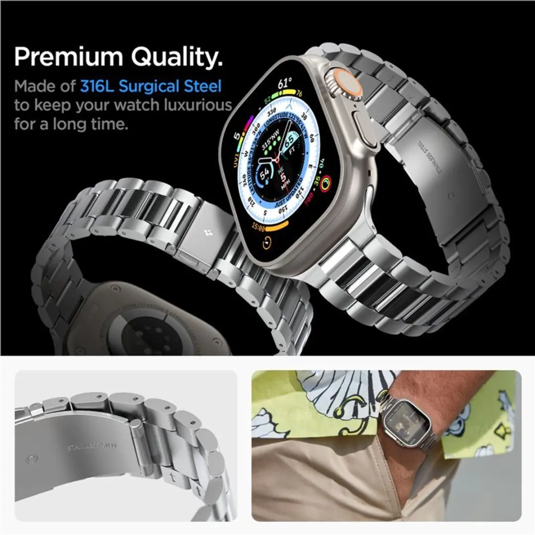 Spigen Modern Fit 316L Bandje - Apple Watch 42-49mm - Transparent - afbeelding 4 van 6
