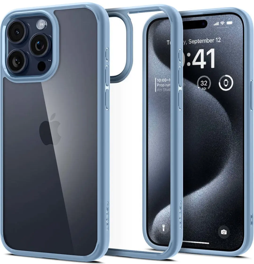 Spigen Crystal Hybrid ACS06447 Hoesje - iPhone 15 Pro Max - Transparant Blauw - afbeelding 2 van 6