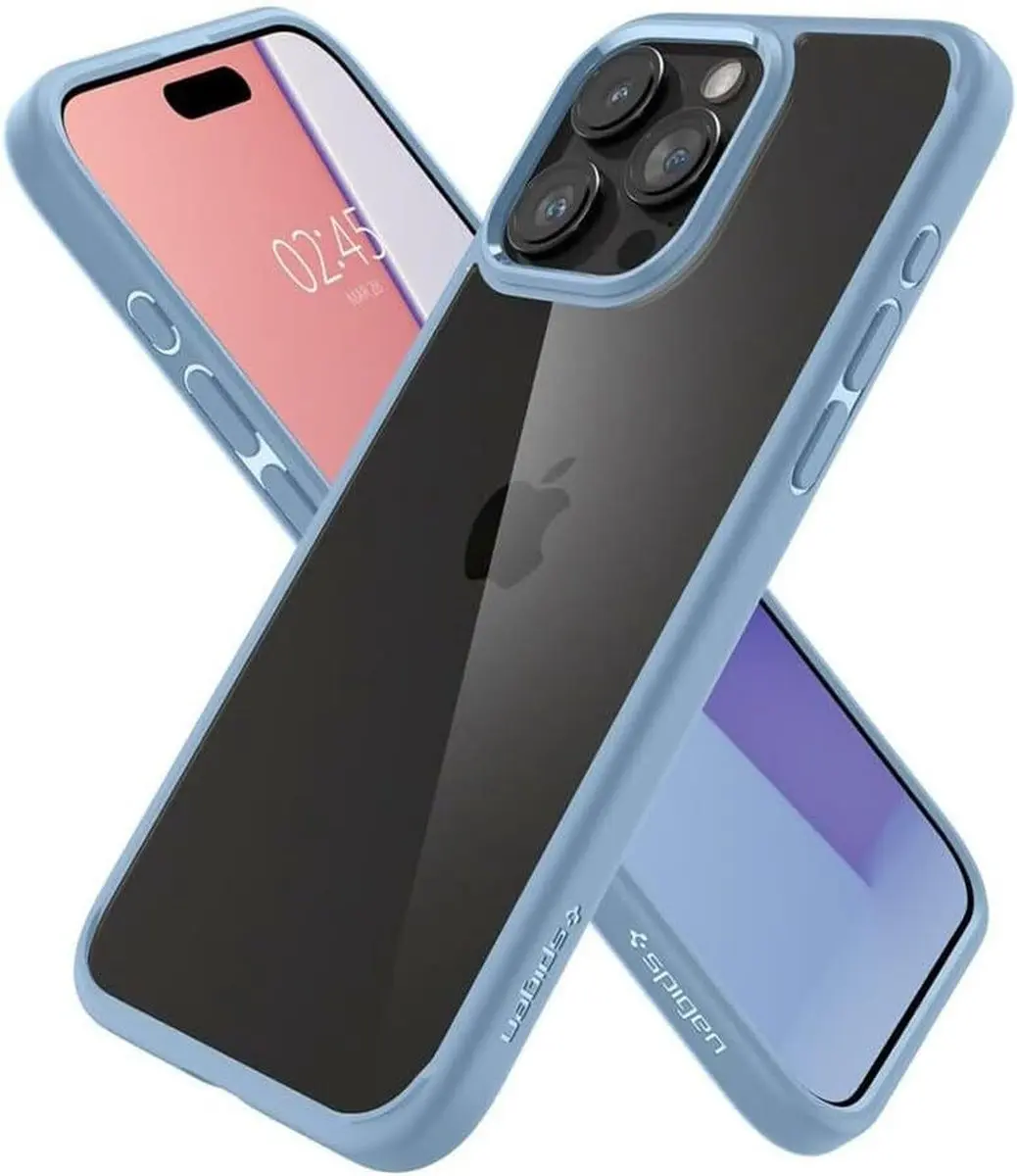 Spigen Crystal Hybrid ACS06447 Hoesje - iPhone 15 Pro Max - Transparant Blauw - afbeelding 4 van 6