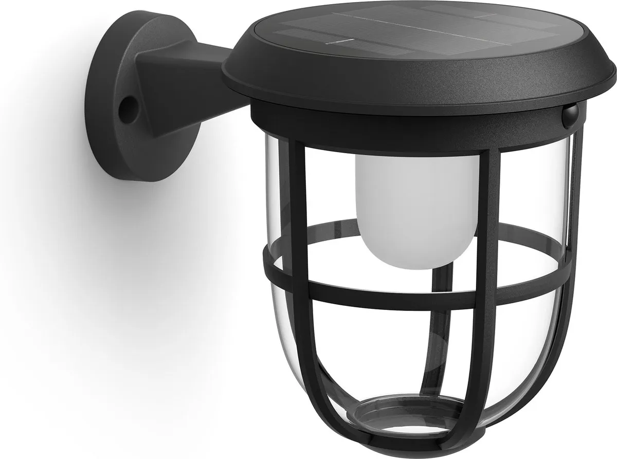 Philips Radii Solar Wandlamp - Zwart - Bluetooth - 3000K