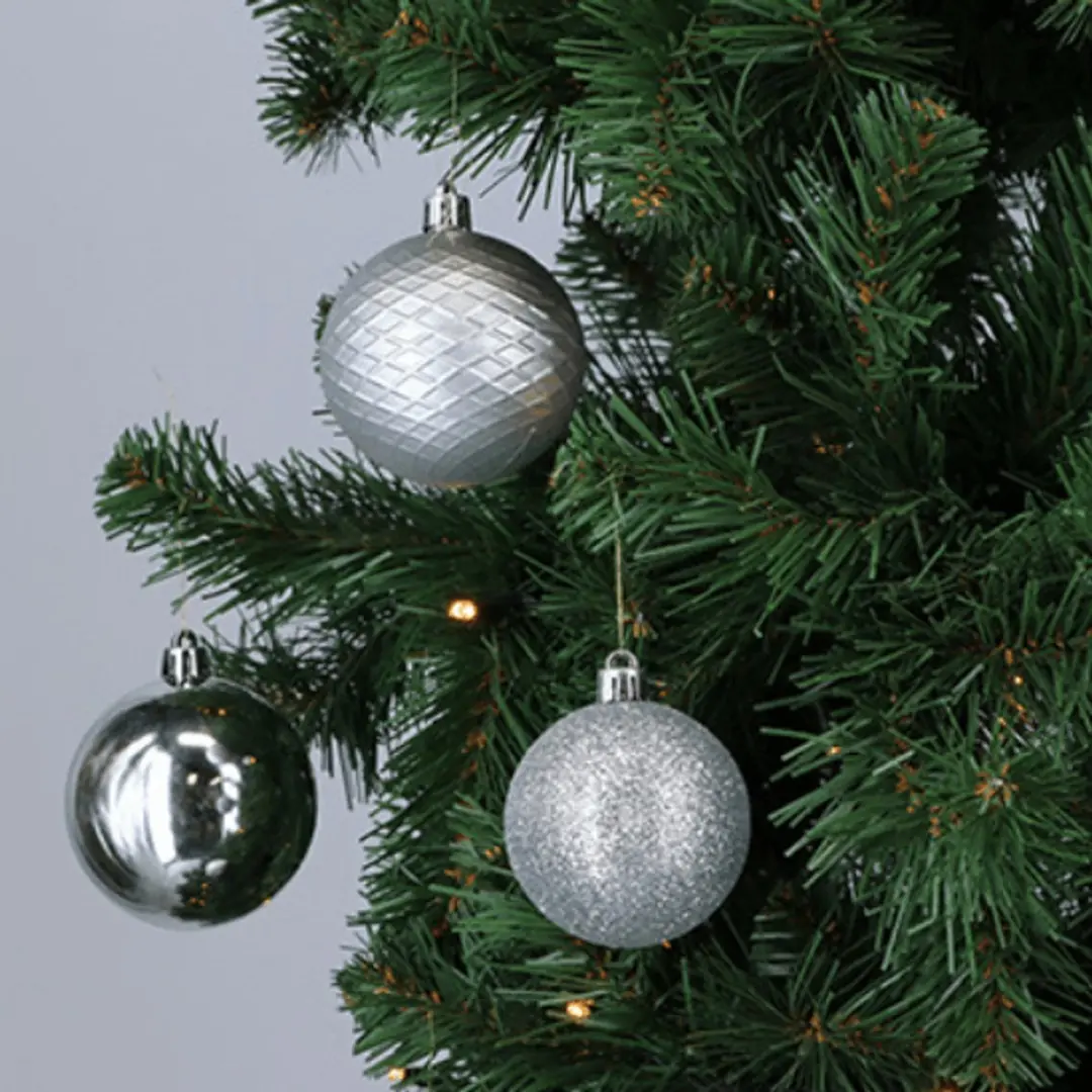 Decoris Kerstballenset Zilver - 100 Stuks - afbeelding 6 van 6