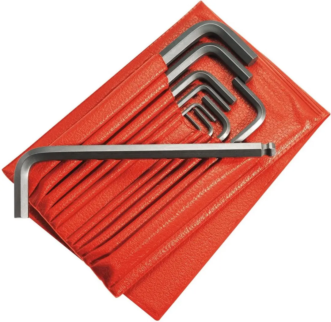 set 10 inbussleutels 6-kant, in etui, inch maten