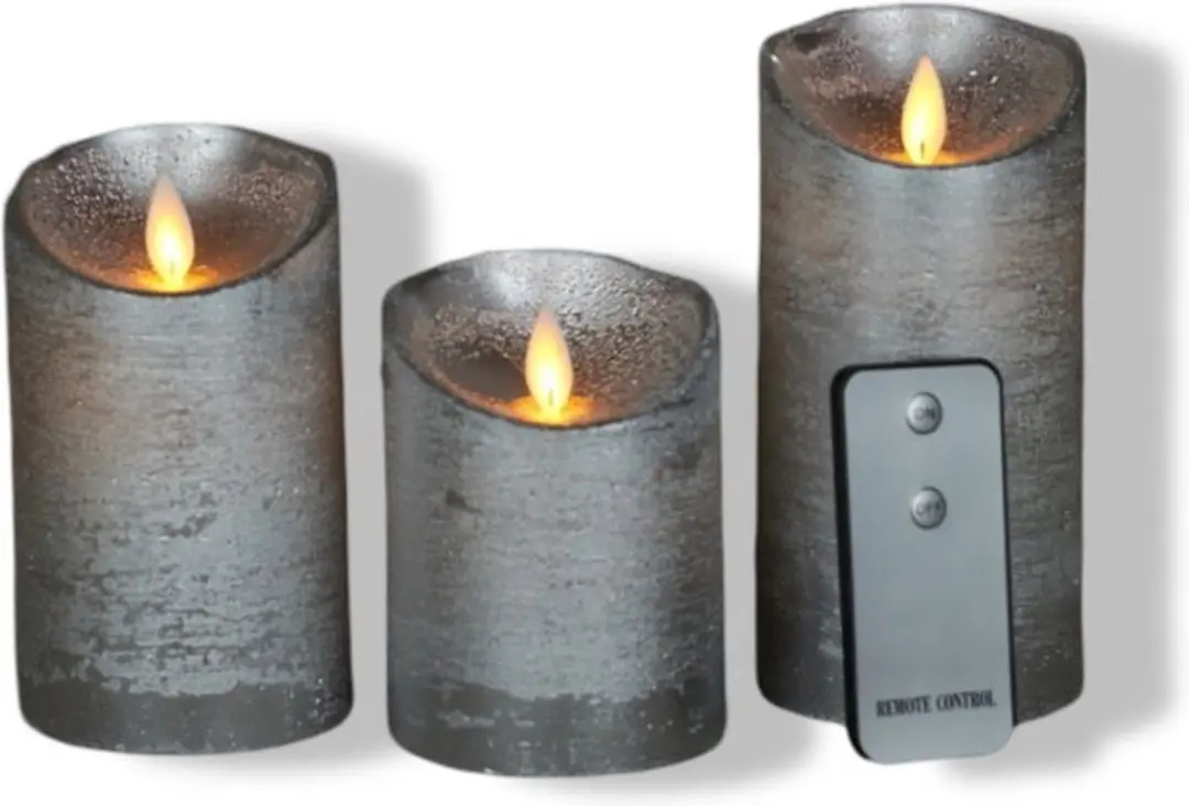 Anna's Collection Stompkaarsen 3 Stuks - Zilver - LED - Warm wit