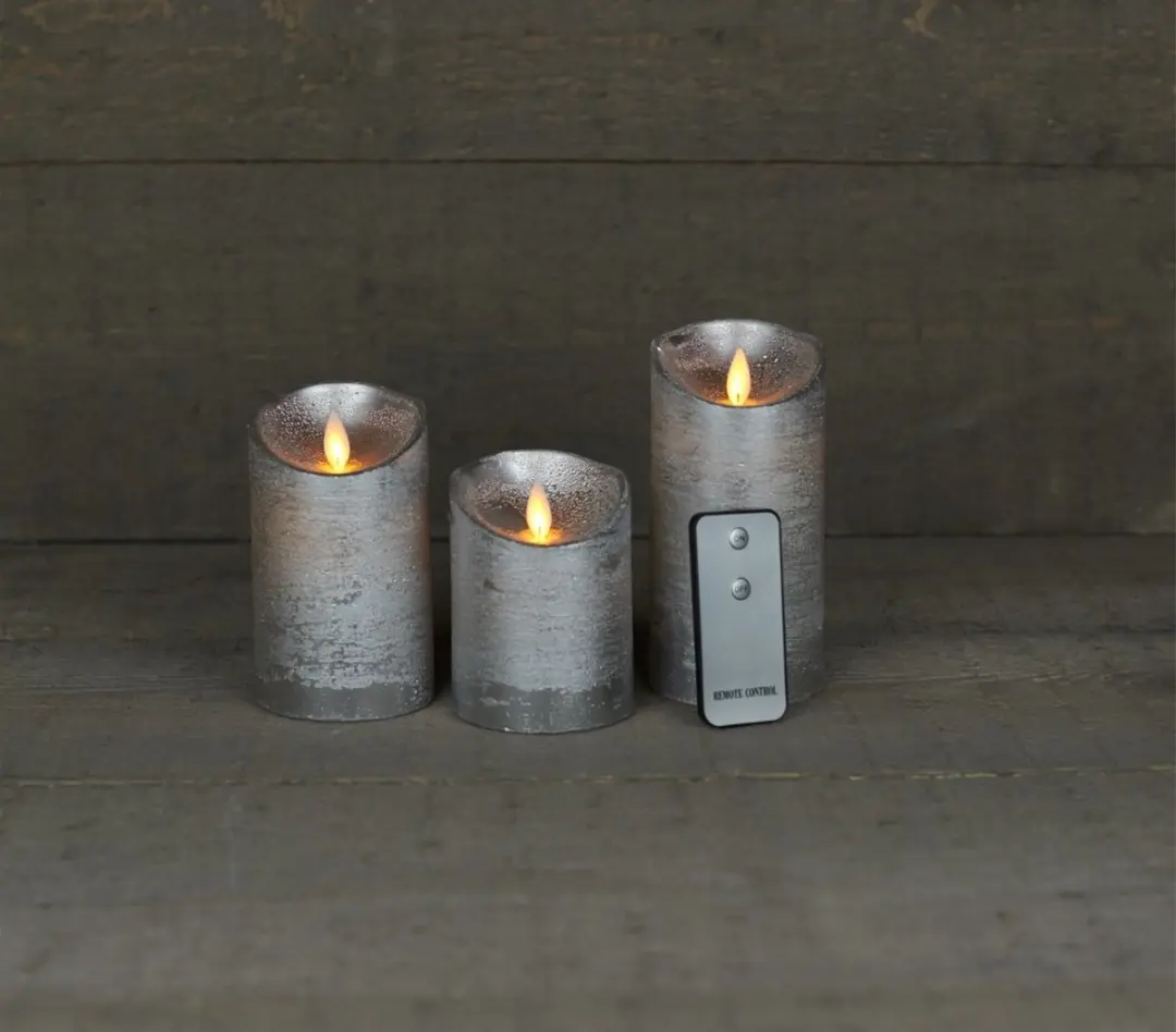 Anna's Collection Stompkaarsen 3 Stuks - Zilver - LED - Warm wit