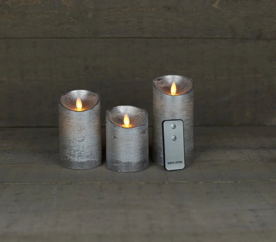 Anna's Collection Stompkaarsen 3 Stuks - Zilver - LED - Warm wit