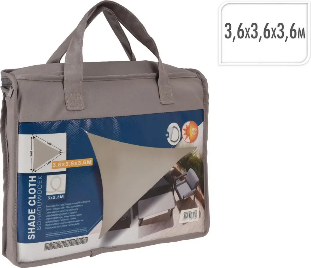 Koopman Schaduwdoek UV50+ Taupe 3.6x3.6x3.6m