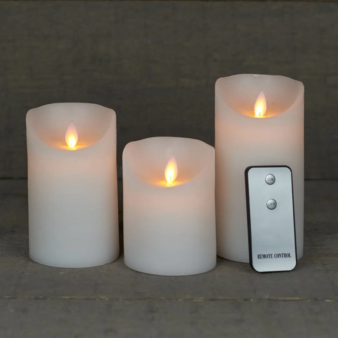 Anna's Collection Stompkaarsen 3x - Warm wit LED - Wit