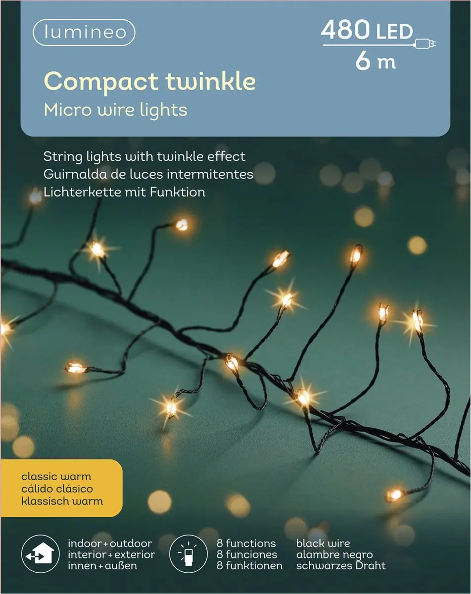 Lumineo Micro Compact Twinkelverlichting 480 LED - 600cm Zwart