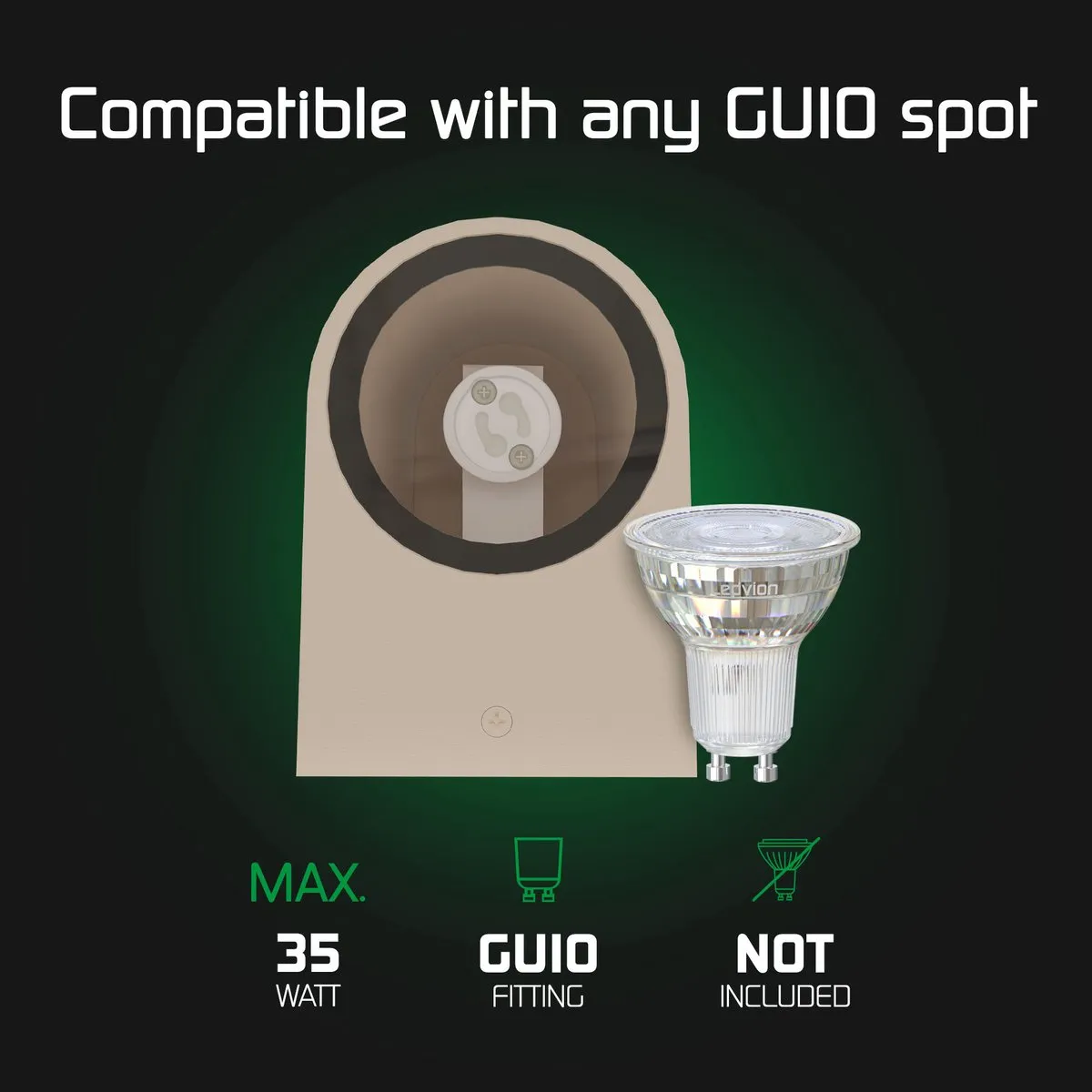 LEDVION Sacramento Wandlamp GU10 15W - Beige