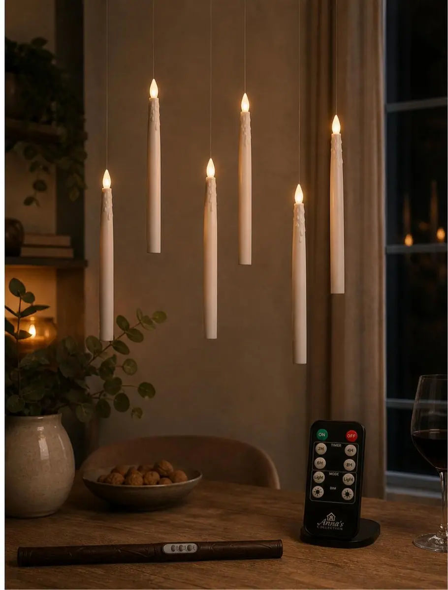 Anna's Collection Zwevende LED Kaarsen 674918 - 5 Stuks - 27cm - Warm Wit