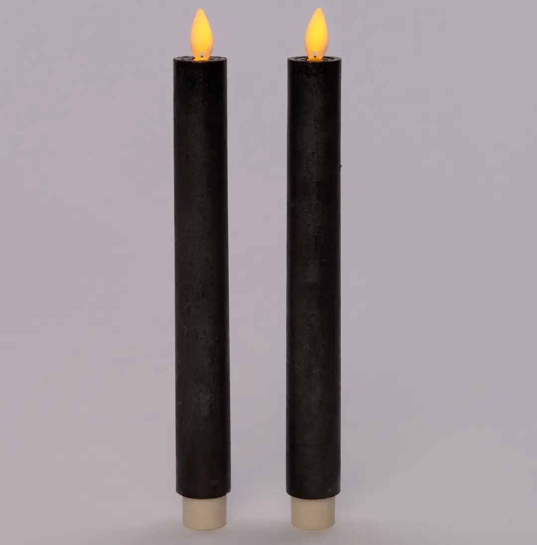 Anna's Collection LED Dinerkaarsen Antraciet - 2 Stuks