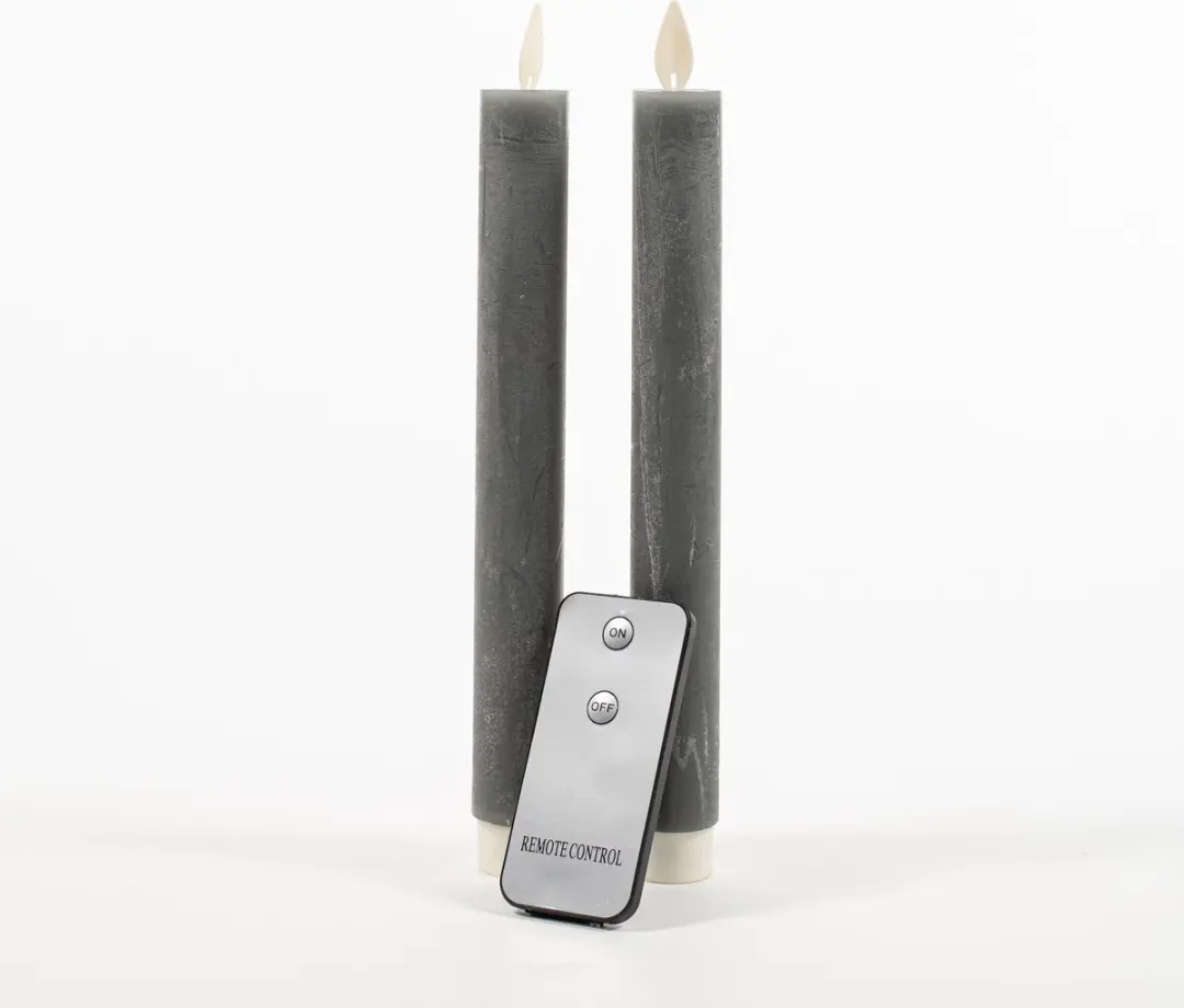 Anna's Collection LED Dinerkaarsen Antraciet - 2 Stuks
