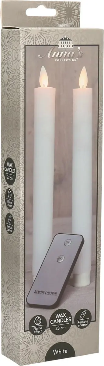 Anna's Collection Led Dinerkaarsen Wit - 2 Stuks