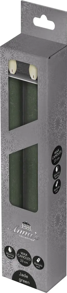Anna's Collection Led Dinerkaarsen 2 Stuks - Jade Groen