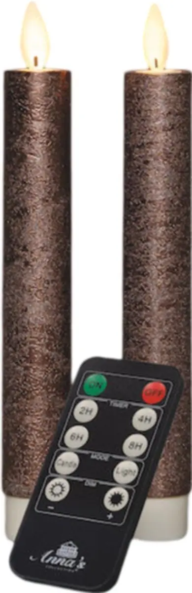 Anna's Collection LED-dinerkaars Rustiek 18cm - Brons - 2 Stuks