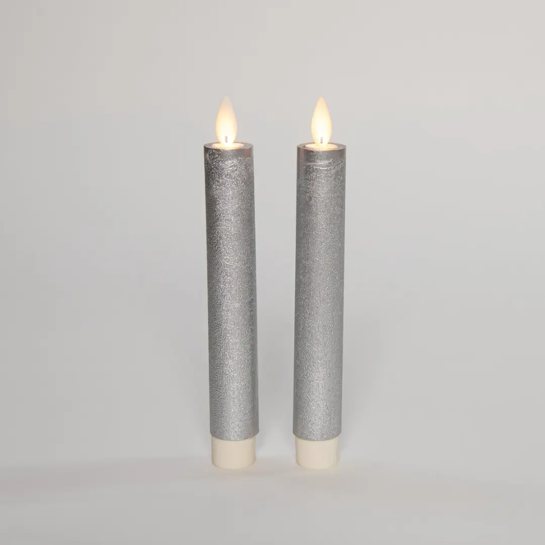 Anna's Collection LED Dinerkaarsen 2 Stuks - Zilver - 18cm