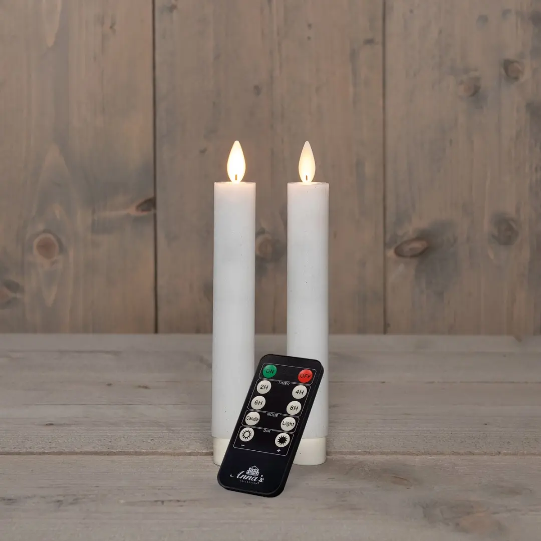 Anna's Collection LED Dinerkaarsen 2 Stuks - 18cm - Wit