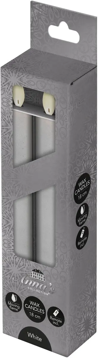Anna's Collection LED Dinerkaarsen 2 Stuks - 18cm - Wit