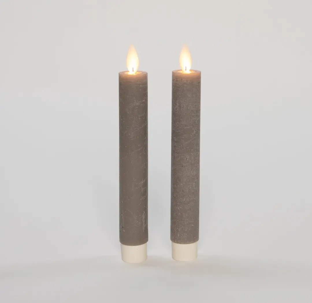 Anna's Collection LED Dinerkaarsen 2 Stuks - Taupe 18cm
