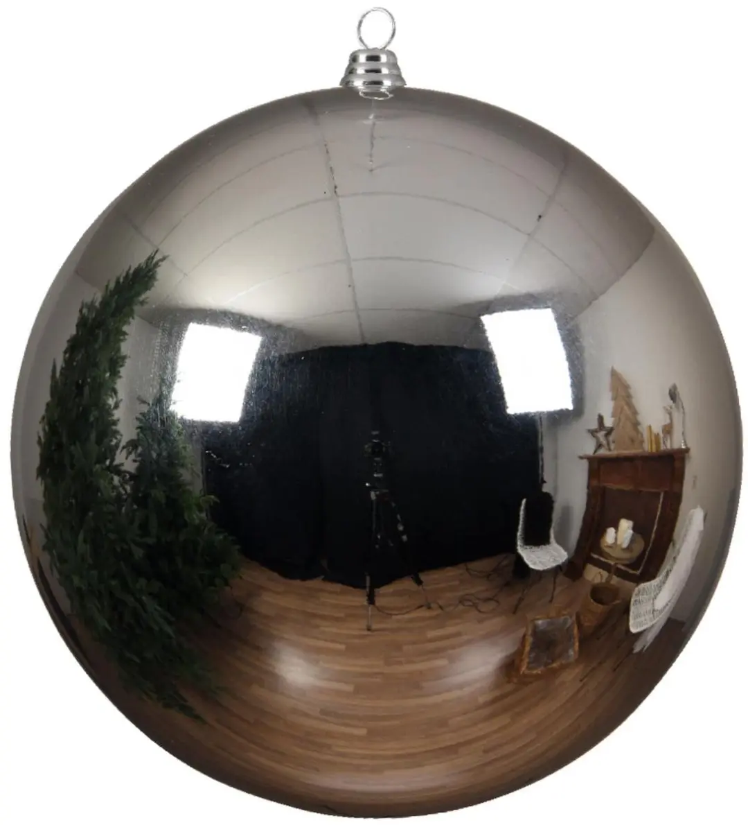 Decoris Kerstbal Plastic Glans 250mm - 2 Stuks - Zilver - afbeelding 2 van 2