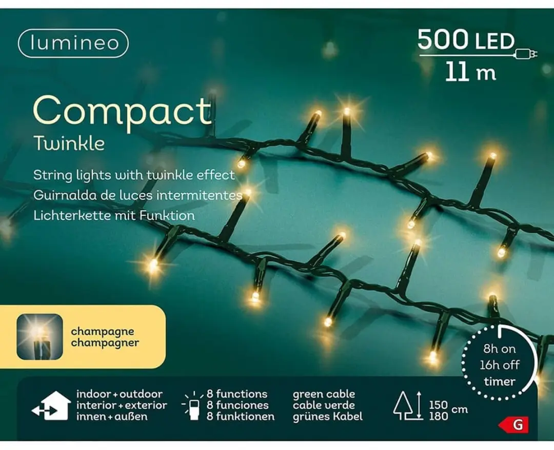 Lumineo LED Kerstverlichting 11m - 500 Soft Gold