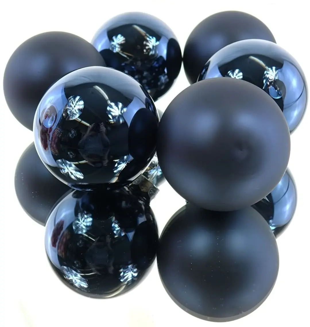 Decoris Kerstbal Glas 8cm - Nachtblauw - 3 Stuks - afbeelding 3 van 3