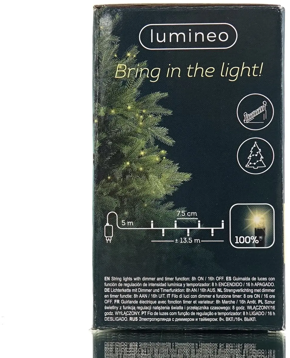Lumineo LED Kerstverlichting Buiten 13,5m - 180 Soft Gold LED's 2700K