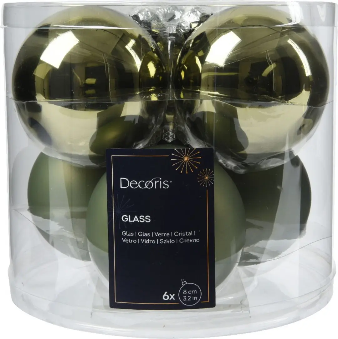 Decoris Kerstbal Glas Ø8cm Rosemarijn