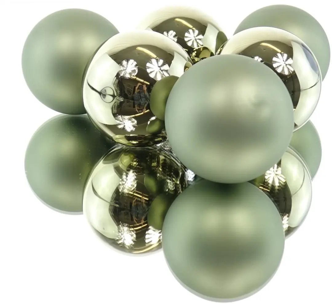 Decoris Kerstbal Glas Ø8cm Rosemarijn - 6 Stuks - afbeelding 3 van 3