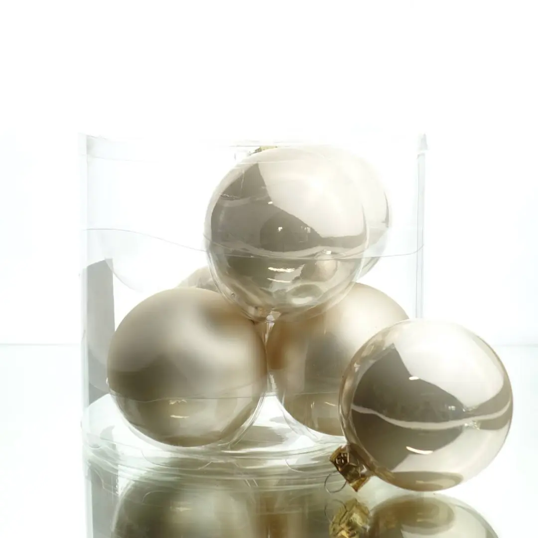 Decoris Kerstballen Parel Emaille 80mm - 6 Stuks Wit - afbeelding 2 van 5