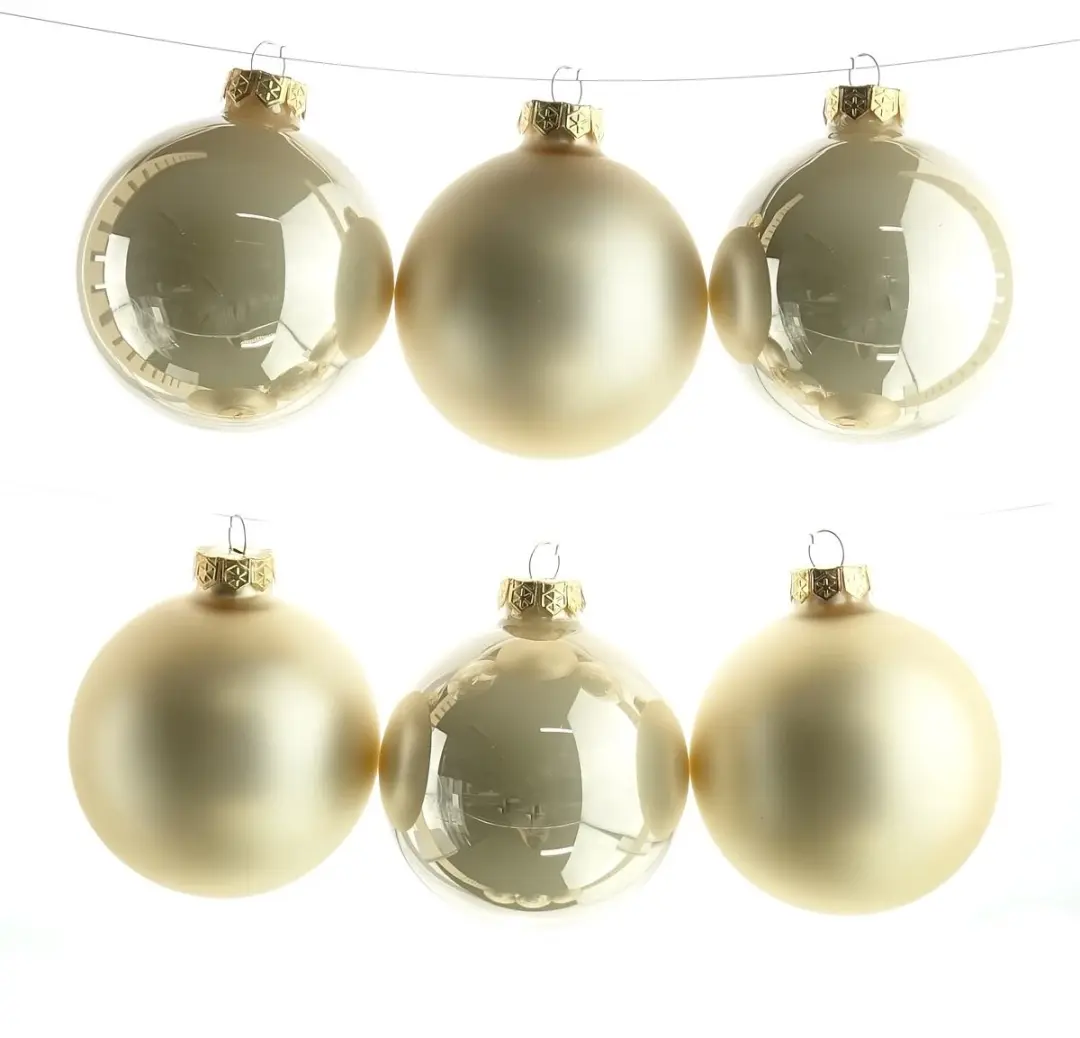 Decoris Kerstballen Parel Emaille 80mm - 6 Stuks Wit - afbeelding 3 van 5