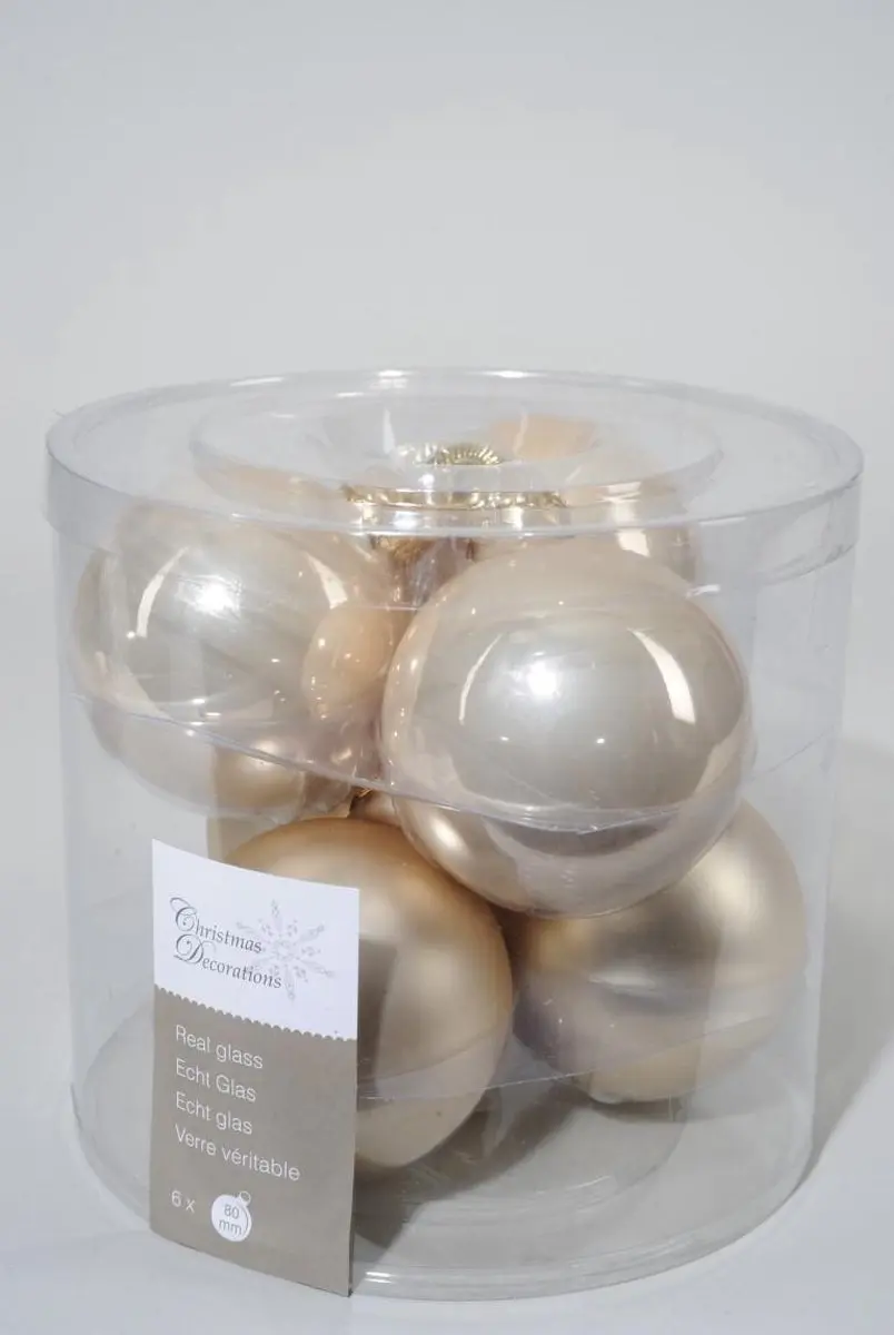 Decoris Kerstballen Parel Emaille 80mm - 6 Stuks Wit - afbeelding 4 van 5