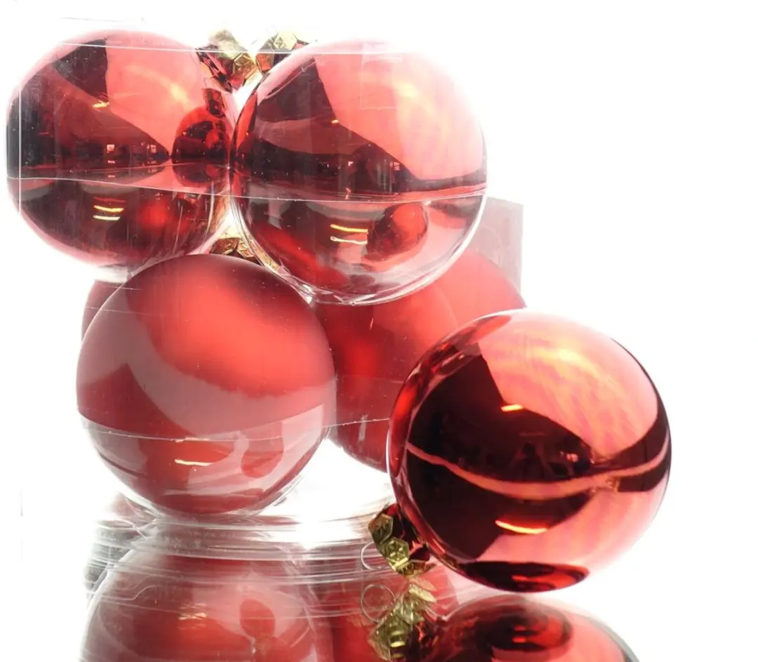 Decoris Kerstballen Glas 8cm - Rood - afbeelding 3 van 5